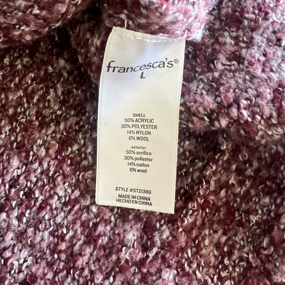 Francesca's Collections Maroon and Pink Cowl Sweater Size Large - Picture 6 of 9